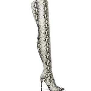 Steve Madden Black and White Snakeskin Over-the-Knee Boots-size 11